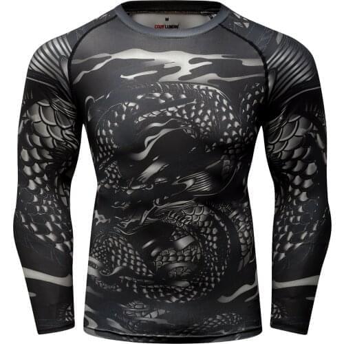 High Quality Digital Printed Top Gym Long Sleeve Breathable Workout Rashguard For Men