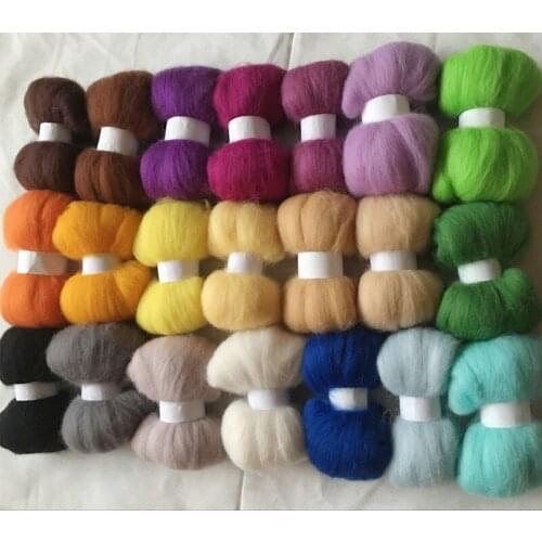 WFPFBEC 21colors Australia sheep 100% wool fiber needle felting wool for felt wool roving 10g/color