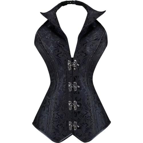 WYS.JL Ladies Slimming Corsets And Bustiers Sexy Pu Lingerie Black Body Shaper Waist Trainer Corset Steampunk Underbust Top 2XL