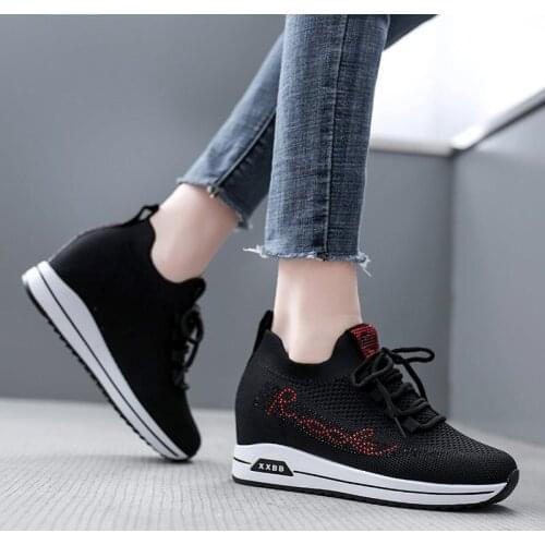 New Sport Shoes For Women Pink Hidden Wedge Sneakers Women 2021 Black Jogging Gym Shoes zapatos de mujer Mesh Sneakers