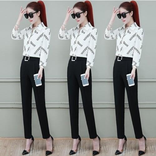 Chiffon Korean version shirt suit womens 2021 this years new fashion professional temperament goddess model two piece panties