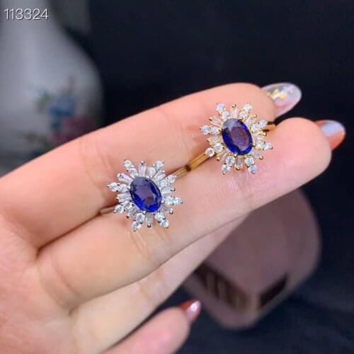 Exquisite blue sapphire ring for women silver jewelry natural gem real 925 silver birthstone girl birthday gift 2020 new style