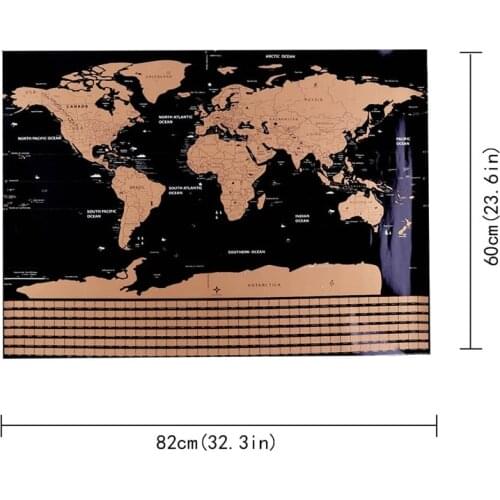 1 Pc 82.5 X 59.4cm Black World Map Scratch Off Personalized World Map Erasable Creative Scratch Off Map Decoration Wall Stickers
