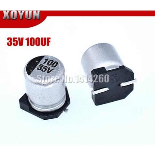 10PCS Electrolytic capacitor 35V100UF 6.3*7.7mm SMD aluminum electrolytic capacitor 100uf 35v