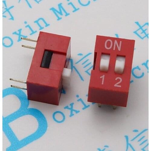 10pcs/lot 2 bit 2.54 flat dialing switch 2 bit 2P 2.54mm pin code switch code switch