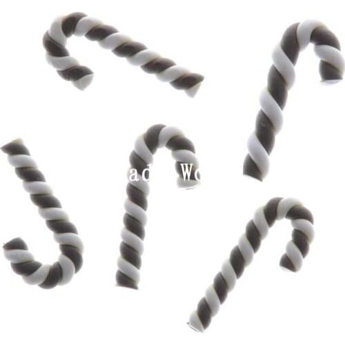 20 Gray and White Christmas 3D Cane Resin Scrapbook Embellishment 22x9mm For DIY (W04217 X 1)