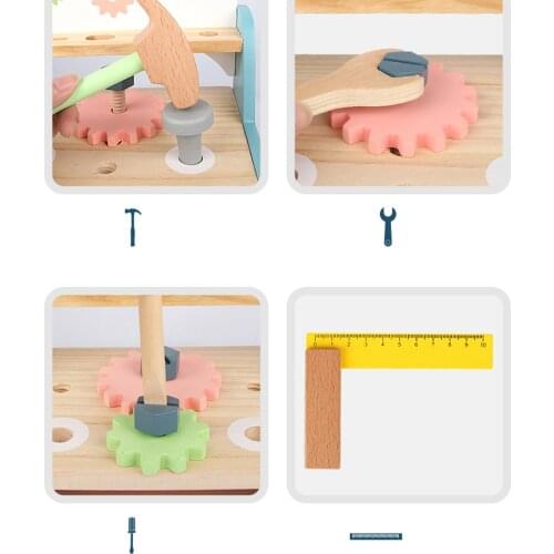26PCS Creative Wood Workbench Workshop Hand Tool Funny Tools Gift for Kids