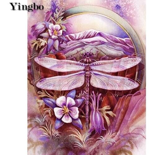 Diamond embroidery mosaic Dragonfly flower landscape diamond paintings 5d full square round rhinestone drill stitch cross kit