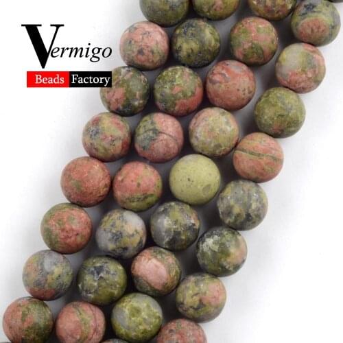 Natural Minerals Gem Dull Polished Unakite Stone Beads For Jewelry Making 4-12mm Round Spacer Beads Diy Bracelet Necklace 15