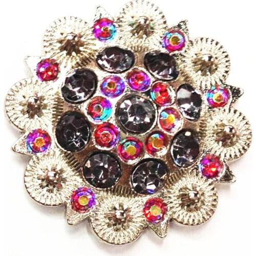 Carft Item Western Concho with Screw Metal Flower Rhinestone Concho for Belt