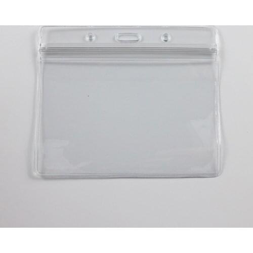 100Pcs Transparent Waterproof Horizontal Business ID Badge Holder for Office School Social Events