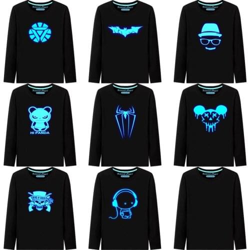 New 3D Kids Tops Tee shirt Print Girls Funny Luminous T-shirts Boys Costume Children Spring Autumn Long Sleeve Tops Baby Clothes