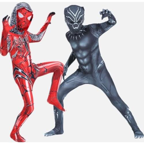 Childrens Spider-Man/Hulk/Iron Man/Venom Cosplay Mask Costume Boys Girls Avengers Jumpsuit Halloween Superhero Tights Set