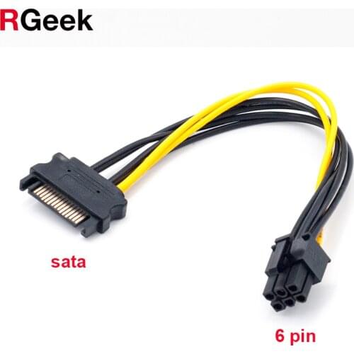 RGEEK 20CM SATA 15pin to 6 Pin PCI-E PCIE Express Graphics Converter Adapter Cables