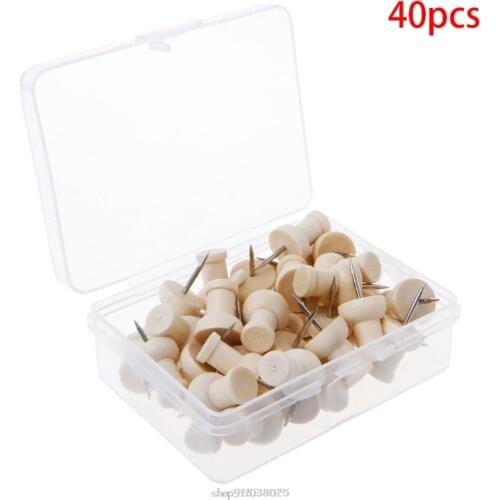 40 Pcs Wooden Thumbtack Creative Decorative Drawing Push Pins Wood Head Office D22 20 Dropship