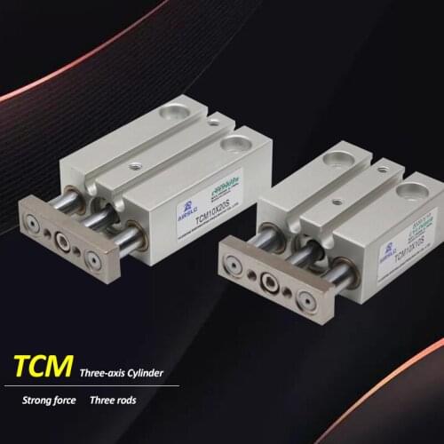 TCM TCL Compact Guide Cylinder TCM12X20S TCL12X40S bore size 12mm Three axis Thin cylinder stroke 10-150mm with rod three bar