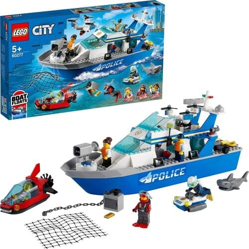 LEGO City Police Patrol Boat Toy Building Set for Kids 60277 (276 Pieces)