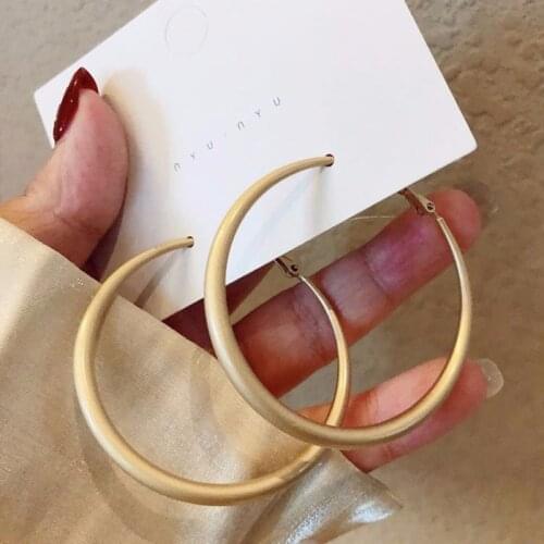 BLIJERY Fashion Matte Gold Big Hoop Earrings Boucles d'oreilles Temperament Round Circle Earrings for Women Retro Jewelry Gift