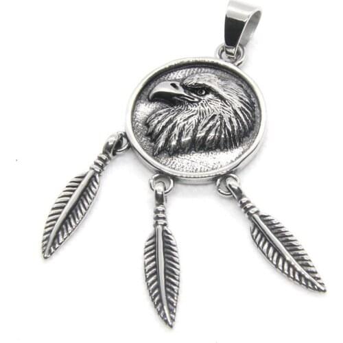 Support Dropship Flying Eage Head Cool Pendant 316L Stainless Steel Jewelry Biker Style Pendant