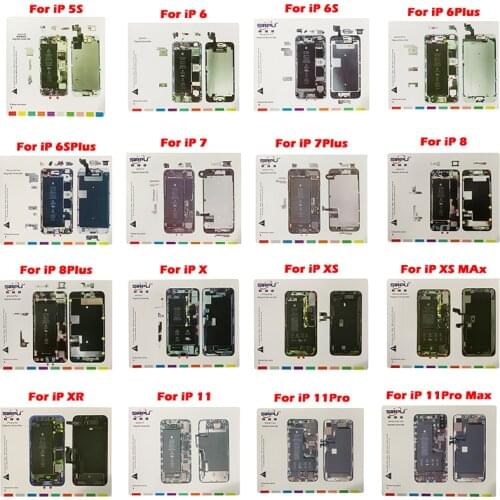 16 in 1 Magnetic Screw Keeper Screw Chart Mat For iPhone 5 6 6S 6P 7 7P 8 8P X Xs XR Xs Max 11 Pro Max Teardown Repair Guide Pad