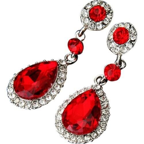 Myfavori Evening Dress Earrings Models Red Cubic Zirconia Water Drop Earrings Crystal Cubic Zirconia Earrings Models