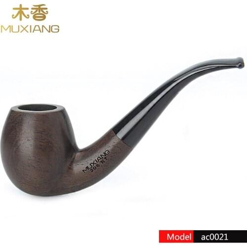 MUXIANG 1pcs New High-grade Smoking Set Ebony Wood Handmade Black Smoking Pipes Tobacco Pipe 9mm Filter ac0021