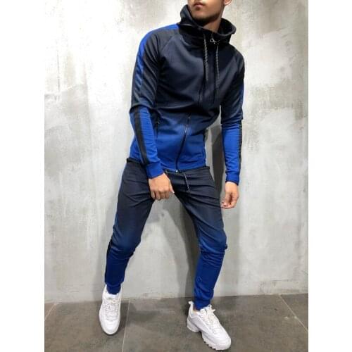 Mens 3D Gradient Printed Zipper Hip Hop Color Block Hoodie Breathable Fashion Comfortable Sports Suit