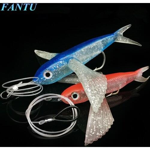 FANTU Sea Fishing Soft Lure Plane Fish With Wire 71g/136g Artificial Sea Pro Tuna Lure PVC Big Wing Fish Tools