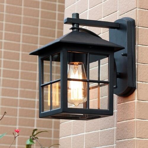 Outdoor waterproof non rusting black aluminum wall lamp balcony corridor wall lamp walkway retro wall lamp