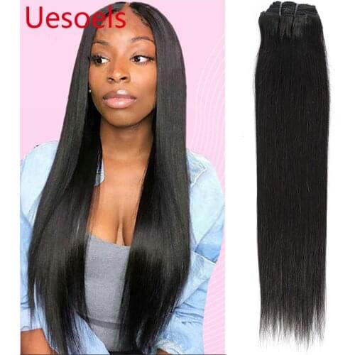 8"-24" Brazilian 100% Remy Straight 120gram 8Pieces/set Natural Black Clips Hair Extension For White Women In Arietis Store