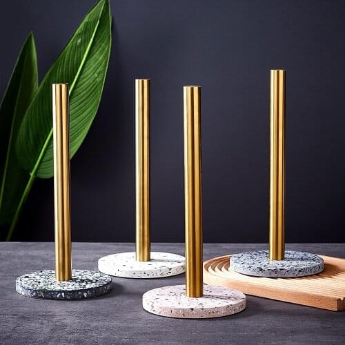 Stainless Steel Punch-Free Kitchen European Natural Terrazzo Kitchen/Bathroom Paper Towel Roll Paper Rack