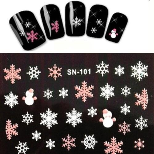 Newest 3D Nail Art Tips Christmas Snowman Snowflakes Design Decals Girl Nails Stickers Accessories