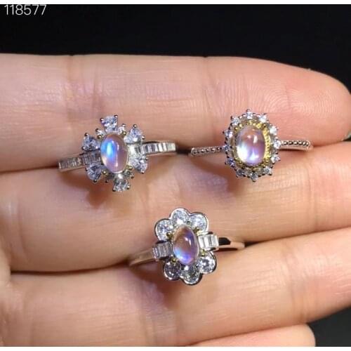 New romantic moonstone gemstone ring women silver fine jewelry natural gem good color 925 sterling silver moonlight date gift