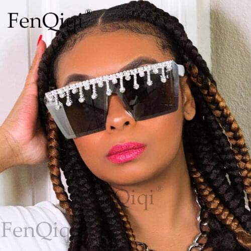 Oversized Diamond Sunglasses Women Rhinestone Eye Wear Vintage Luxury Brand Designer Glasses One Piece Oculos De Sol