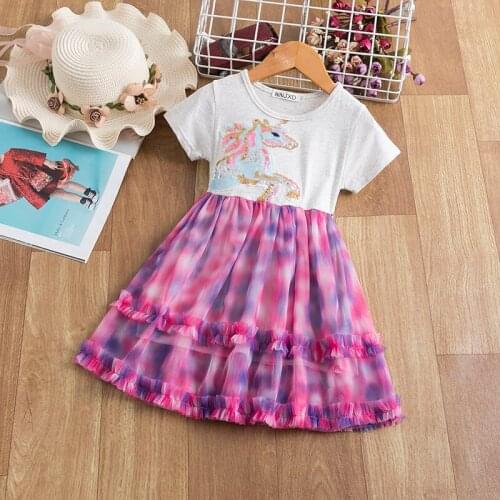 3-8 Years Unicorn Dress 2021 Summer Kids Dresses for Girls Unicorn Party Princess Dresses Holiday Carnival Toddler Girls Clothes