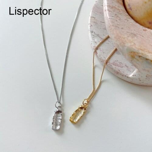Lispector 925 Sterling Silver Korean Irregular Concave Pendant Necklace for Women Minimalist Party Chain Necklace Female Jewelry