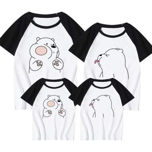 Naughty Bear Cotton T Shirts Happy Family Clothes Mother Son Summer Clothing Dad Mom Girl Matching Outfits Couple T Shirt