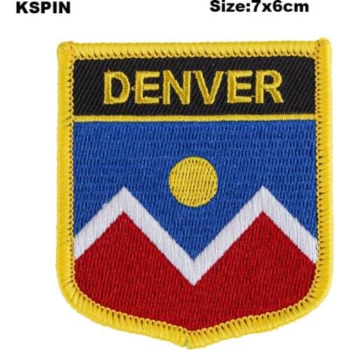 Denver Shield Shape Flag patches embroidered flag patches national flag patches for Cothing DIY Decoration