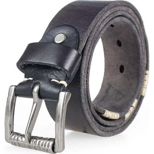 Original Cowhide Top Cow Genuine Leather Belts For Men Pin Buckle Retro Vintage Men Belt Cowboy Male Ceinture Homme Jeans Do old