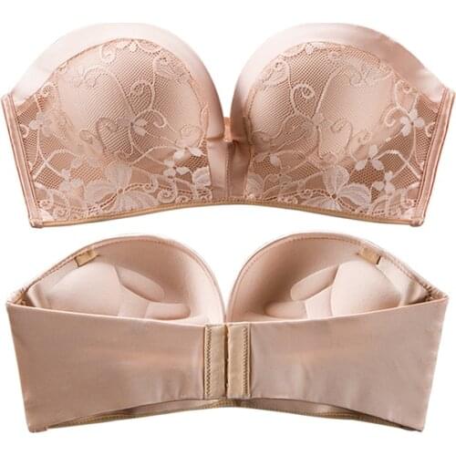 Sanderala Sexy Women Seamless Underwear Lingerie Strapless Bra Wedding Dress Push Up Lace Invisible Backless Lingerie