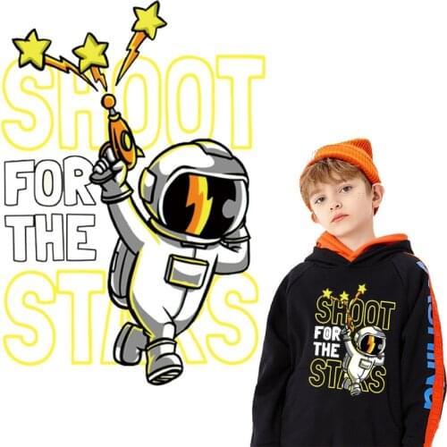 Cute astronaut thermo stickers patches iron on transfers for clothing heat iron-on transfer stripes for clothes parches ropa diy