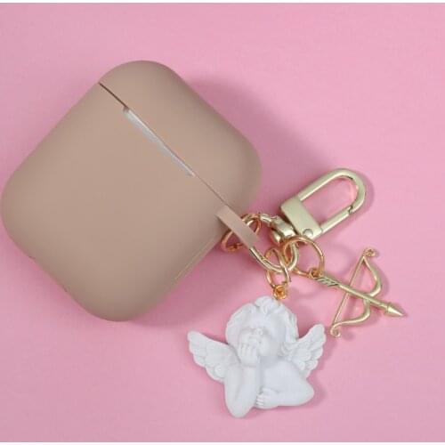 Cute Angel keyring for Apple Airpods 1 2 Case for AirPods Pro Cover Silicone Bluetooth Earphone Case Accessories Headphone Box