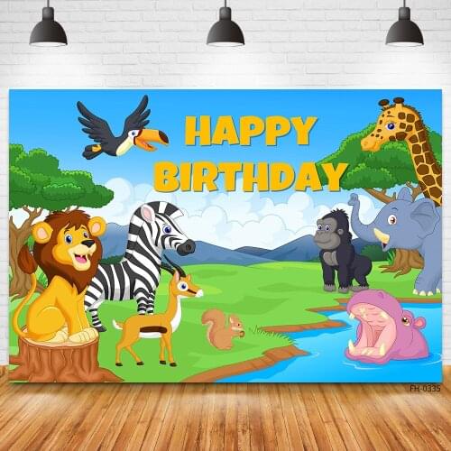 Tropical Wild Animal Safari Party Decoration Backdrops Baby Shower Child 1st Birthday Photography Backgrounds For Photo Studio
