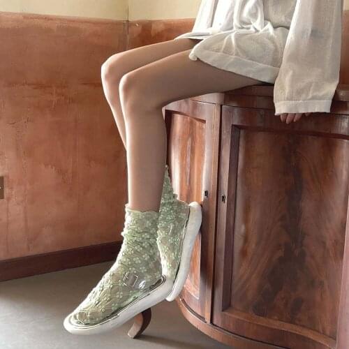 Spring and Summer Mesh Socks Girls Breathable Lace Cute Fluffy Bubble Flower Net Yarn Pile Socks Women