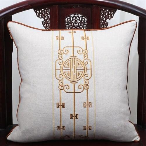 Embroidered Soft Cushion Cover New Chinese Style Patchwork Pillow Cover Pure Color High-grade Simplicity Pillowcase Home Decor