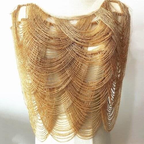 5color fashion single side Tassels wedding embroidered collar with beaded tassels appliques neckline with fringe