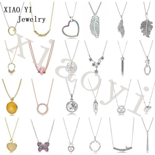 XIAOYI 2020 NEW S925 Lock tassel Orange wheat spike star feather heart rose a variety of style to choose from fashion necklaces