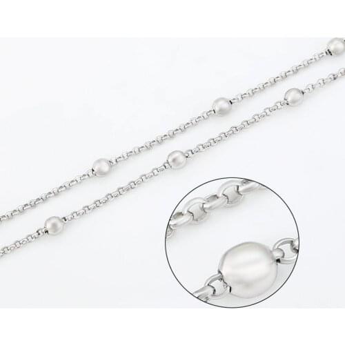 XP Jewelry --( 46 cm x 4 mm ) 18 inch Tiny White Round Beads Necklaces for Women Rhodium Gold Color Fashion Jewelry