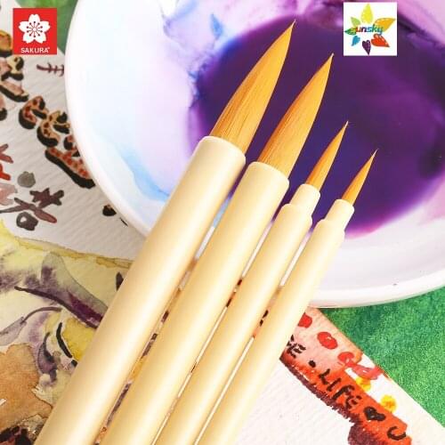 Japan Sakura Nylon Watercolor Brush Pen,RNCM series,Soft Paint Brush,Pointed Brush,Line drawing,Oil Painting Gouache Coloring