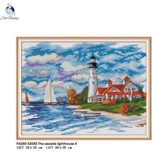 The Seaside Lighthouse Patterns Aida Canvas Cross stitch kits DMC Needlework Embroidery DIY Handwork Crafts Fabric 14CT and 11CT